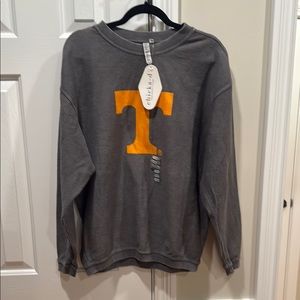 NWT VOLS TN Gray  Sweatshirt with Orange T Logo Vintage Small